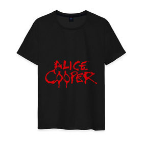 Мужская футболка хлопок с принтом Alice Cooper в Белгороде, 100% хлопок | прямой крой, круглый вырез горловины, длина до линии бедер, слегка спущенное плечо. | alice cooper | metal | rock | логотип | метал | музыка | музыкант | рок | рок музыка | элис купер