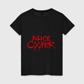 Женская футболка хлопок с принтом Alice Cooper в Белгороде, 100% хлопок | прямой крой, круглый вырез горловины, длина до линии бедер, слегка спущенное плечо | alice cooper | metal | rock | логотип | метал | музыка | музыкант | рок | рок музыка | элис купер