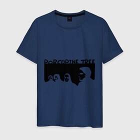 Мужская футболка хлопок с принтом Porcupine Tree в Белгороде, 100% хлопок | прямой крой, круглый вырез горловины, длина до линии бедер, слегка спущенное плечо. | metal | porcupine tree | rock | логотип | метал | музыка | рок | рок группа | рок группы