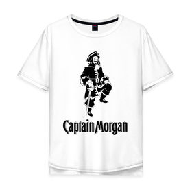 Мужская футболка хлопок Oversize с принтом Capitan Morgan в Белгороде, 100% хлопок | свободный крой, круглый ворот, “спинка” длиннее передней части | capitan morgan | бар | бармен | капитан морган