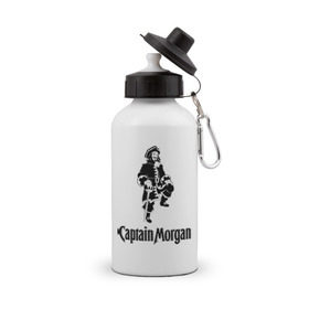 Бутылка спортивная с принтом Capitan Morgan в Белгороде, металл | емкость — 500 мл, в комплекте две пластиковые крышки и карабин для крепления | capitan morgan | бар | бармен | капитан морган