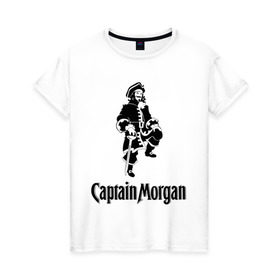 Женская футболка хлопок с принтом Capitan Morgan в Белгороде, 100% хлопок | прямой крой, круглый вырез горловины, длина до линии бедер, слегка спущенное плечо | capitan morgan | бар | бармен | капитан морган
