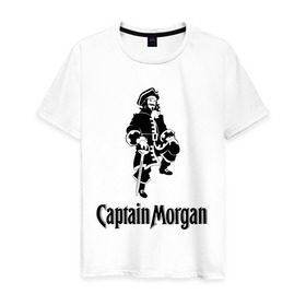 Мужская футболка хлопок с принтом Capitan Morgan в Белгороде, 100% хлопок | прямой крой, круглый вырез горловины, длина до линии бедер, слегка спущенное плечо. | capitan morgan | бар | бармен | капитан морган