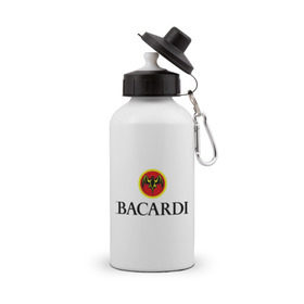 Бутылка спортивная с принтом Bacardi в Белгороде, металл | емкость — 500 мл, в комплекте две пластиковые крышки и карабин для крепления | bacardi | бакарди | бар | бармен | ром