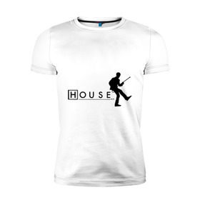 Мужская футболка премиум с принтом Хаус (10) в Белгороде, 92% хлопок, 8% лайкра | приталенный силуэт, круглый вырез ворота, длина до линии бедра, короткий рукав | everybody lies | haus | house | все лгут | доктор | хауз | хаус | хью лори