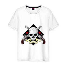 Мужская футболка хлопок с принтом Череп (5) в Белгороде, 100% хлопок | прямой крой, круглый вырез горловины, длина до линии бедер, слегка спущенное плечо. | скелет