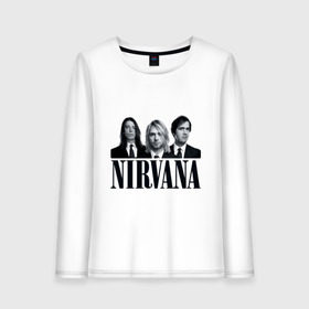 Женский лонгслив хлопок с принтом Nirvana (2) в Белгороде, 100% хлопок |  | cobain | nirvana | rock | smells like teen spirit | кобейн | нирвана | рок