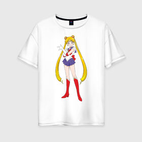 Женская футболка хлопок Oversize с принтом Sailor Moon в Белгороде, 100% хлопок | свободный крой, круглый ворот, спущенный рукав, длина до линии бедер
 | аниме