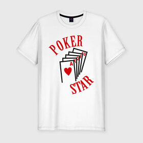 Мужская футболка премиум с принтом Poker Star в Белгороде, 92% хлопок, 8% лайкра | приталенный силуэт, круглый вырез ворота, длина до линии бедра, короткий рукав | Тематика изображения на принте: pokerstars
