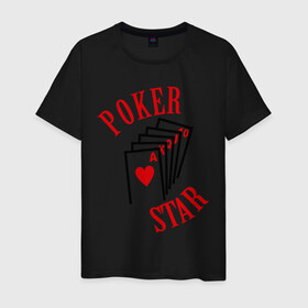 Мужская футболка хлопок с принтом Poker Star в Белгороде, 100% хлопок | прямой крой, круглый вырез горловины, длина до линии бедер, слегка спущенное плечо. | pokerstars
