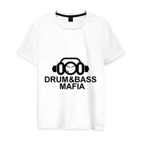 Мужская футболка хлопок с принтом Drum n Bass Mafia в Белгороде, 100% хлопок | прямой крой, круглый вырез горловины, длина до линии бедер, слегка спущенное плечо. | Тематика изображения на принте: dnb | drum | mafia | бас | драм | мафия | музыка | электронная музыка