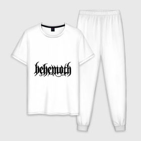 Мужская пижама хлопок с принтом Behemoth в Белгороде, 100% хлопок | брюки и футболка прямого кроя, без карманов, на брюках мягкая резинка на поясе и по низу штанин
 | Тематика изображения на принте: behemoth | metal | группы | логотипы | метал | польша | рок