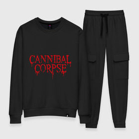 Женский костюм хлопок с принтом Cannibal Corpse в Белгороде, 100% хлопок | на свитшоте круглая горловина, мягкая резинка по низу. Брюки заужены к низу, на них два вида карманов: два 