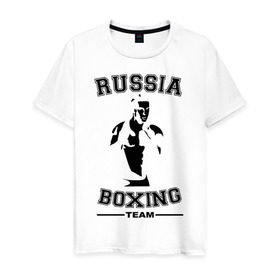Мужская футболка хлопок с принтом Бокс в Белгороде, 100% хлопок | прямой крой, круглый вырез горловины, длина до линии бедер, слегка спущенное плечо. | кикбоксинг