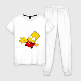 Женская пижама хлопок с принтом Simpsons (8) в Белгороде, 100% хлопок | брюки и футболка прямого кроя, без карманов, на брюках мягкая резинка на поясе и по низу штанин | гомер