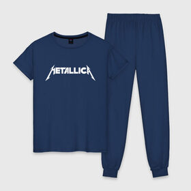 Женская пижама хлопок с принтом Metallica в Белгороде, 100% хлопок | брюки и футболка прямого кроя, без карманов, на брюках мягкая резинка на поясе и по низу штанин | rock