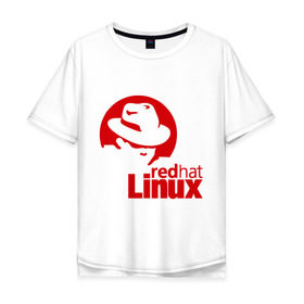 Мужская футболка хлопок Oversize с принтом Linux - Redhart в Белгороде, 100% хлопок | свободный крой, круглый ворот, “спинка” длиннее передней части | linux | redhart | админу | дистрибутив | красная шляпа | линукс