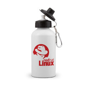 Бутылка спортивная с принтом Linux - Redhart в Белгороде, металл | емкость — 500 мл, в комплекте две пластиковые крышки и карабин для крепления | linux | redhart | админу | дистрибутив | красная шляпа | линукс