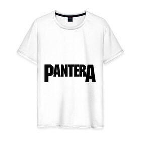 Мужская футболка хлопок с принтом Pantera в Белгороде, 100% хлопок | прямой крой, круглый вырез горловины, длина до линии бедер, слегка спущенное плечо. | metal | глэм | грув | группы | логотип | метал | трэш | хэви