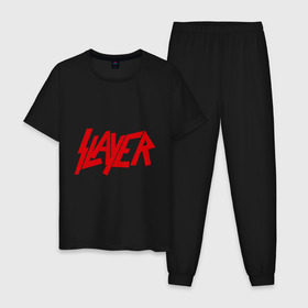 Мужская пижама хлопок с принтом Slayer в Белгороде, 100% хлопок | брюки и футболка прямого кроя, без карманов, на брюках мягкая резинка на поясе и по низу штанин
 | metall | rock | slayer | метал | металл | рок
