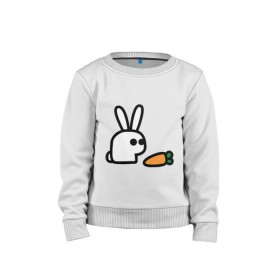 Детский свитшот хлопок с принтом Заяц и моркоФка в Белгороде, 100% хлопок | круглый вырез горловины, эластичные манжеты, пояс и воротник | животные | зайка | зайчишка | зайчонок | заяц | кролик | морковка