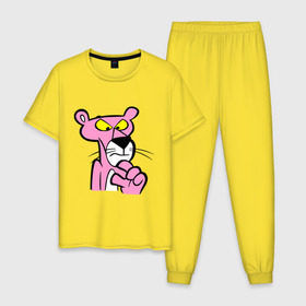 Мужская пижама хлопок с принтом Розовая пантера (3) в Белгороде, 100% хлопок | брюки и футболка прямого кроя, без карманов, на брюках мягкая резинка на поясе и по низу штанин
 | pink panther | розовая пантера