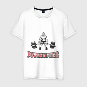 Мужская футболка хлопок с принтом powerlifting в Белгороде, 100% хлопок | прямой крой, круглый вырез горловины, длина до линии бедер, слегка спущенное плечо. | powerlifting