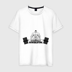 Мужская футболка хлопок с принтом powerlifting4 в Белгороде, 100% хлопок | прямой крой, круглый вырез горловины, длина до линии бедер, слегка спущенное плечо. | 