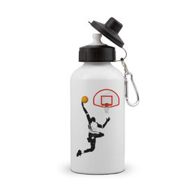 Бутылка спортивная с принтом Баскетбол в Белгороде, металл | емкость — 500 мл, в комплекте две пластиковые крышки и карабин для крепления | basket | basketball | баскетболист | баскетбольное кольцо | бросок
