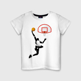 Детская футболка хлопок с принтом Баскетбол в Белгороде, 100% хлопок | круглый вырез горловины, полуприлегающий силуэт, длина до линии бедер | basket | basketball | баскетболист | баскетбольное кольцо | бросок