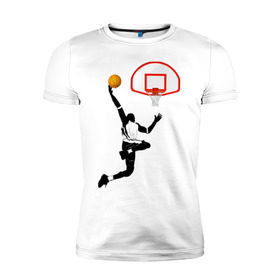 Мужская футболка премиум с принтом Баскетбол в Белгороде, 92% хлопок, 8% лайкра | приталенный силуэт, круглый вырез ворота, длина до линии бедра, короткий рукав | basket | basketball | баскетболист | баскетбольное кольцо | бросок
