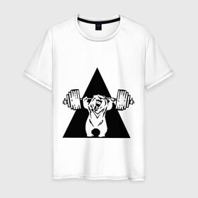 Мужская футболка хлопок с принтом powerlifting6 в Белгороде, 100% хлопок | прямой крой, круглый вырез горловины, длина до линии бедер, слегка спущенное плечо. | 