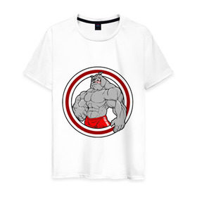Мужская футболка хлопок с принтом bulldog в Белгороде, 100% хлопок | прямой крой, круглый вырез горловины, длина до линии бедер, слегка спущенное плечо. | powerlifting