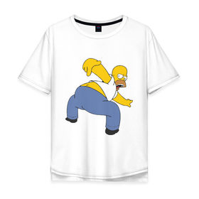 Мужская футболка хлопок Oversize с принтом homer ass в Белгороде, 100% хлопок | свободный крой, круглый ворот, “спинка” длиннее передней части | гомер