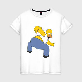 Женская футболка хлопок с принтом homer ass в Белгороде, 100% хлопок | прямой крой, круглый вырез горловины, длина до линии бедер, слегка спущенное плечо | гомер