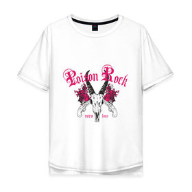 Мужская футболка хлопок Oversize с принтом Poison Rock в Белгороде, 100% хлопок | свободный крой, круглый ворот, “спинка” длиннее передней части | emo | poison rock | череп | череп животного | эмо