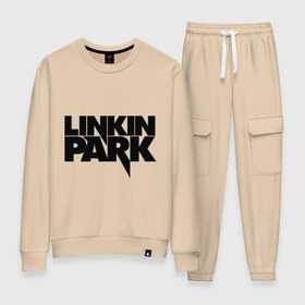 Женский костюм хлопок с принтом Linkin Park (3) в Белгороде, 100% хлопок | на свитшоте круглая горловина, мягкая резинка по низу. Брюки заужены к низу, на них два вида карманов: два 
