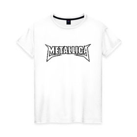 Женская футболка хлопок с принтом Metallica (2) в Белгороде, 100% хлопок | прямой крой, круглый вырез горловины, длина до линии бедер, слегка спущенное плечо | металлика