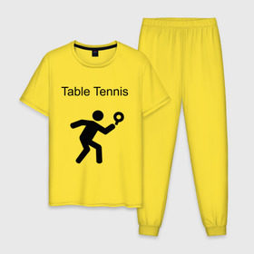 Мужская пижама хлопок с принтом Table Tennis в Белгороде, 100% хлопок | брюки и футболка прямого кроя, без карманов, на брюках мягкая резинка на поясе и по низу штанин
 | tennis
