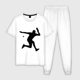 Мужская пижама хлопок с принтом Table tennis training в Белгороде, 100% хлопок | брюки и футболка прямого кроя, без карманов, на брюках мягкая резинка на поясе и по низу штанин
 | tennis