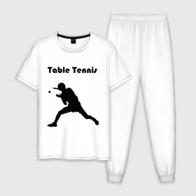 Мужская пижама хлопок с принтом Теннисист в Белгороде, 100% хлопок | брюки и футболка прямого кроя, без карманов, на брюках мягкая резинка на поясе и по низу штанин
 | tennis