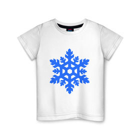 Детская футболка хлопок с принтом Cнежинка в Белгороде, 100% хлопок | круглый вырез горловины, полуприлегающий силуэт, длина до линии бедер | new year | для зимы | нг | новогодний | новый год | снег | снежинка