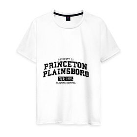Мужская футболка хлопок с принтом Princeton Plainsboro в Белгороде, 100% хлопок | прямой крой, круглый вырез горловины, длина до линии бедер, слегка спущенное плечо. | everybody lies | haus | house | plainsboro | princeton | все лгут | доктор | хауз | хаус | хью лори