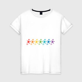 Женская футболка хлопок с принтом Палитра в Белгороде, 100% хлопок | прямой крой, круглый вырез горловины, длина до линии бедер, слегка спущенное плечо | colors | краски | палитра | радуга | цвета