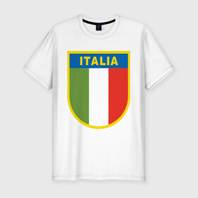 Мужская футболка премиум с принтом Italy в Белгороде, 92% хлопок, 8% лайкра | приталенный силуэт, круглый вырез ворота, длина до линии бедра, короткий рукав | итальянский фк | футбол италии | футбольный клуб италии