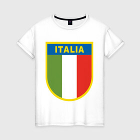 Женская футболка хлопок с принтом Italy в Белгороде, 100% хлопок | прямой крой, круглый вырез горловины, длина до линии бедер, слегка спущенное плечо | итальянский фк | футбол италии | футбольный клуб италии