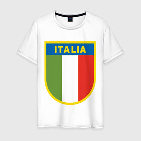 Мужская футболка хлопок с принтом Italy в Белгороде, 100% хлопок | прямой крой, круглый вырез горловины, длина до линии бедер, слегка спущенное плечо. | итальянский фк | футбол италии | футбольный клуб италии