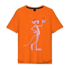 Мужская футболка хлопок Oversize с принтом PinkPanther в Белгороде, 100% хлопок | свободный крой, круглый ворот, “спинка” длиннее передней части | pink panther | розовая пантера