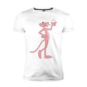 Мужская футболка премиум с принтом PinkPanther в Белгороде, 92% хлопок, 8% лайкра | приталенный силуэт, круглый вырез ворота, длина до линии бедра, короткий рукав | pink panther | розовая пантера