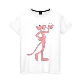 Женская футболка хлопок с принтом PinkPanther в Белгороде, 100% хлопок | прямой крой, круглый вырез горловины, длина до линии бедер, слегка спущенное плечо | pink panther | розовая пантера
